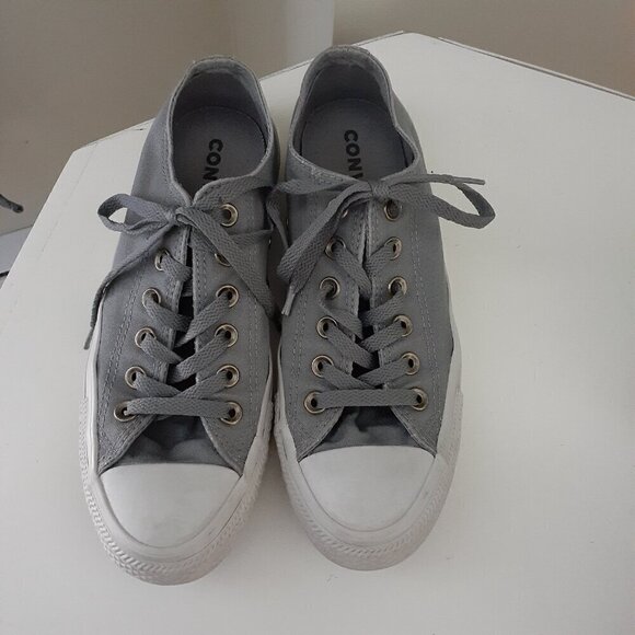 Converse Women's Size 8 Unisex Light Gray Canvas All Star Chuck Taylor Sneakers - Picture 3 of 12